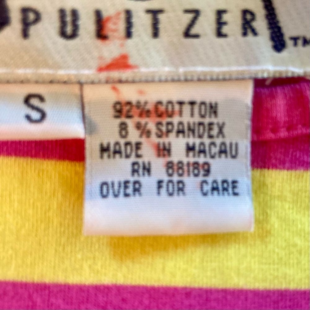Vintage Lilly Pulitzer Mod Striped Shift Dress Elbow Sleeves Pink Yellow Size S - Picture 10 of 11